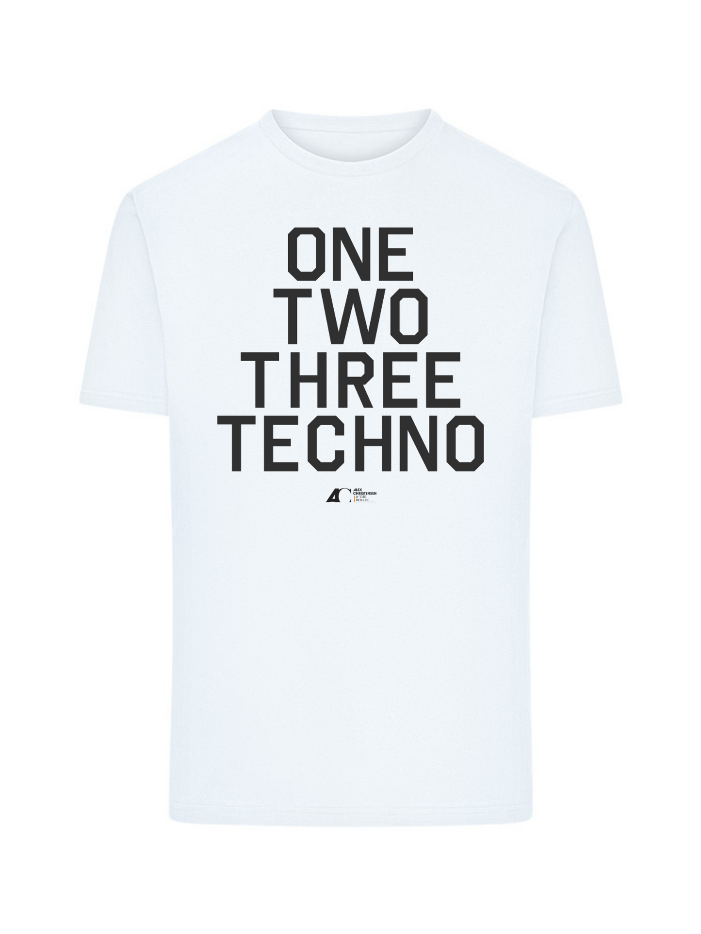 One Two Three Techno - Tourshirt Weiß